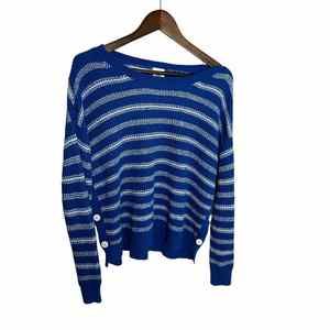 Cabi Womens Sweater Blue Size medium 6165 Striped High Low‎ Pullover Nautical
